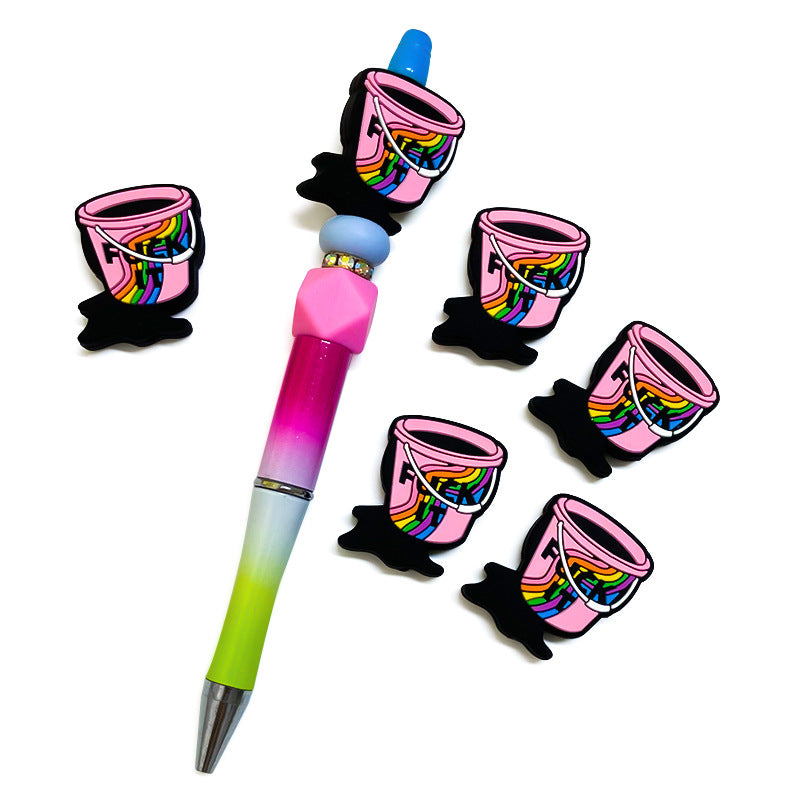 20Pcs Silicone Focal Beads Color Handheld Bucket Rainbow Detail 3
