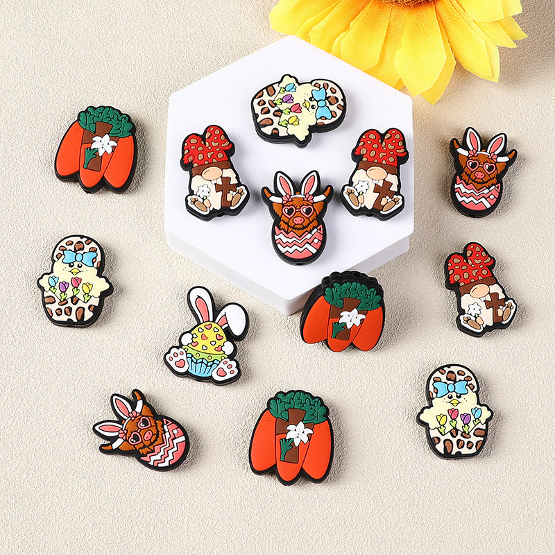 Silicone Focal Beads Easter Bunny Egg Rabbit Ears Design 2