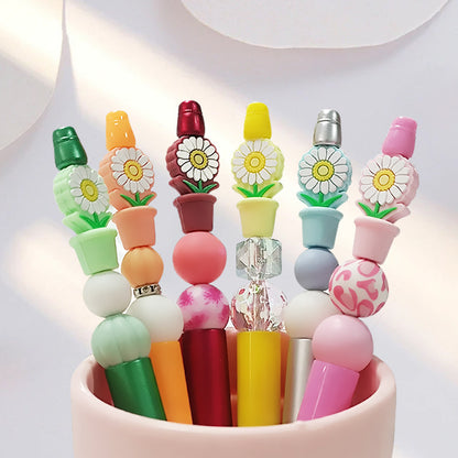 20Pcs 3D Silicone Focal Beads Potted Daisy With Flower Pot 2