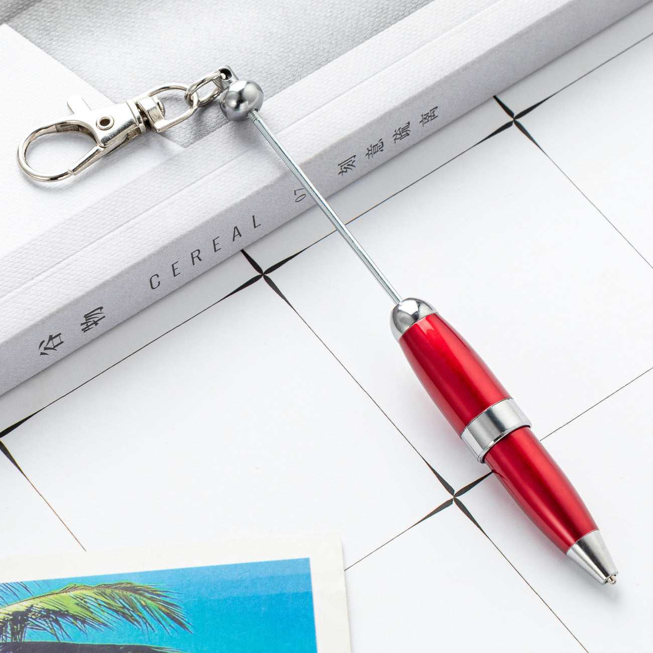Portable Metal Beadable Pen Keychain Ballpoint Pens DIY Craft Supplies 20