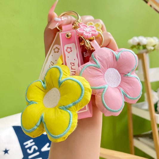 Cute Flower Cotton Cloth Keychain Soft Plush Charm 16x7.5cm