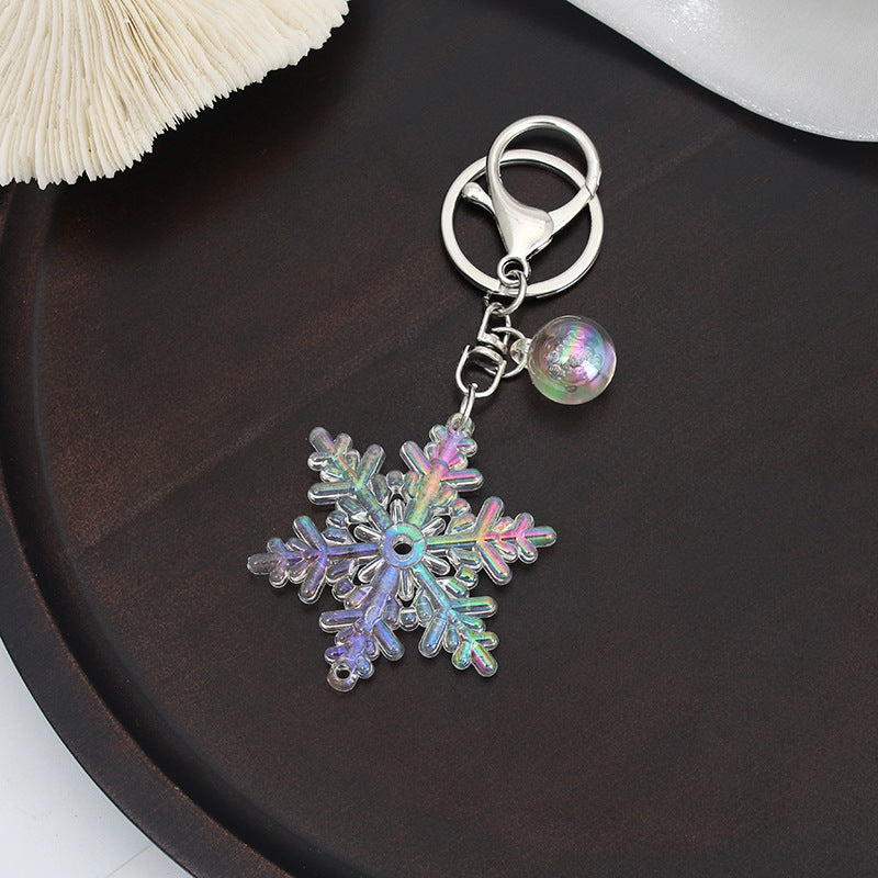 Creative Snowflake Acrylic Keychain Iridescent Charm 7
