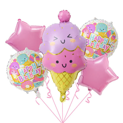 Cute Ice Cream and Candy Foil Balloon Set Birthday Party Decoration 5pcs 6
