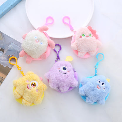 Cartoon Plush Monster Keychain Cotton Coin Purse Charm