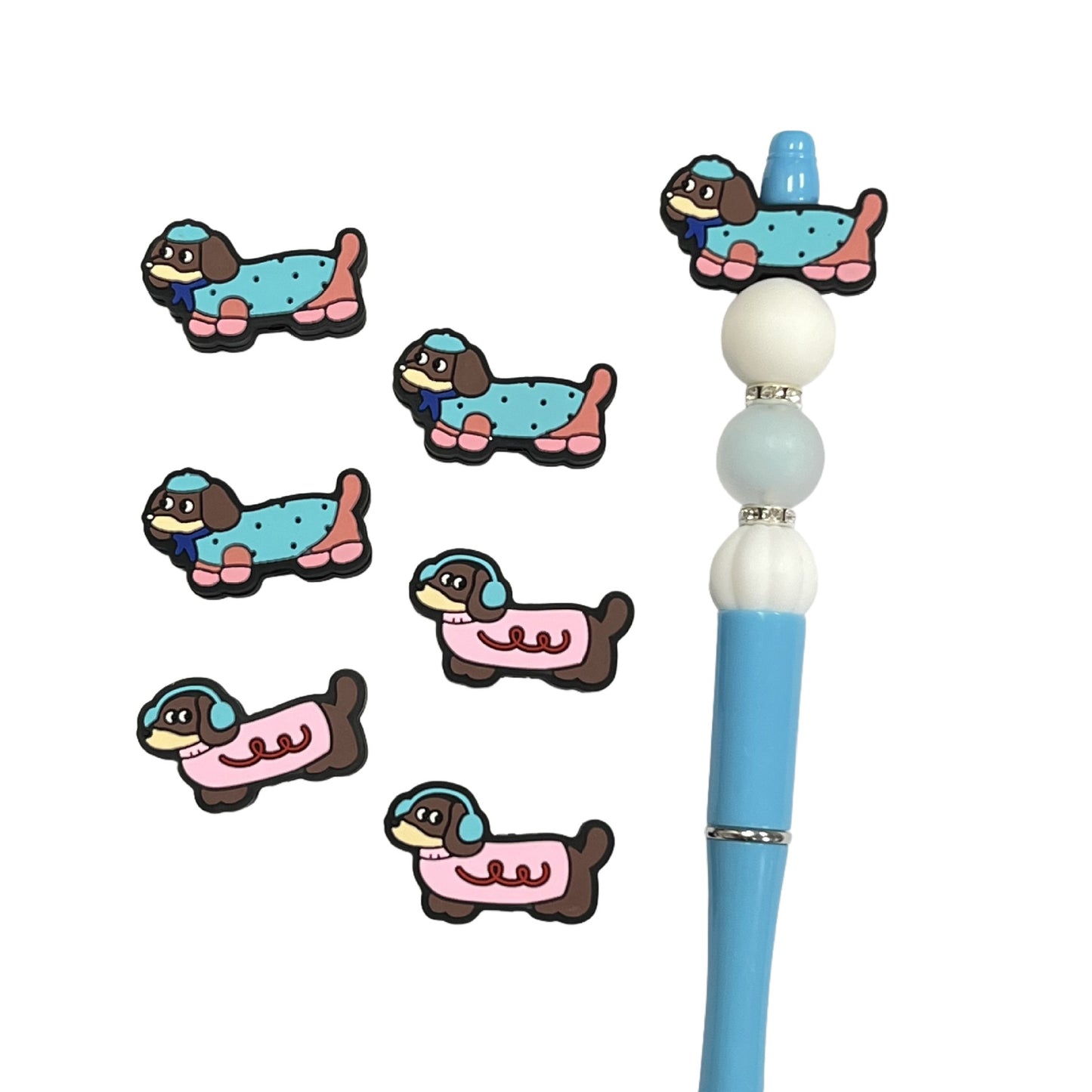 20Pcs Silicone Focal Beads Cartoon Animal Spring Dog Side Profile 4