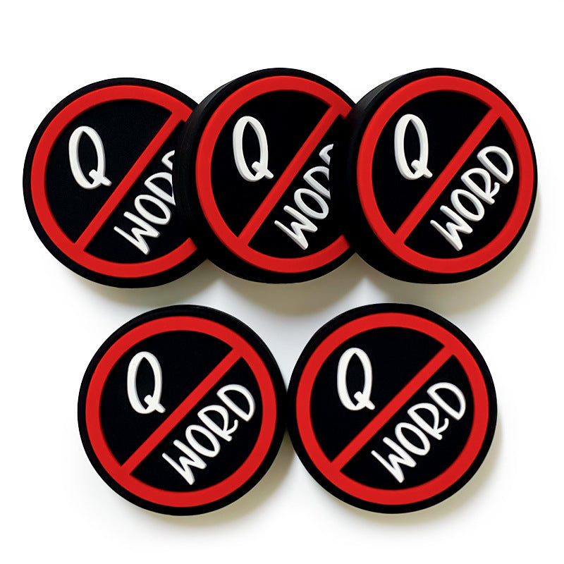 20Pcs Silicone Focal Beads Q Word Red Circle Sign 3