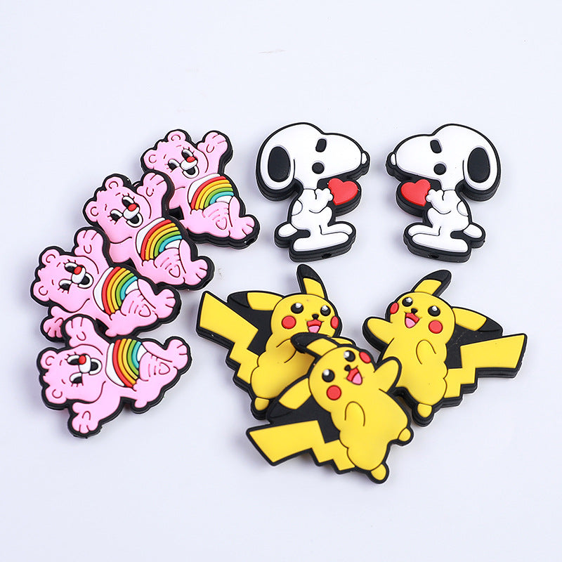 20pcs Silicone Focal Beads White Dog Holding Red Heart 3