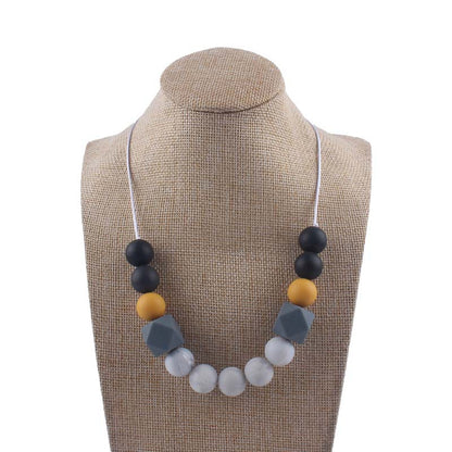 Silicone Bead Necklace Octagonal Beads and Round Beads 13