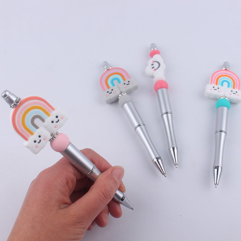 Rainbow Cloud Silicone Beaded Pens Handmade Office School Supplies 3