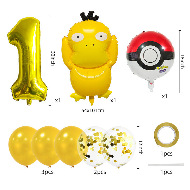 Pocket Monster Duck Foil Balloon Set Party Decoration 20x15cm 2