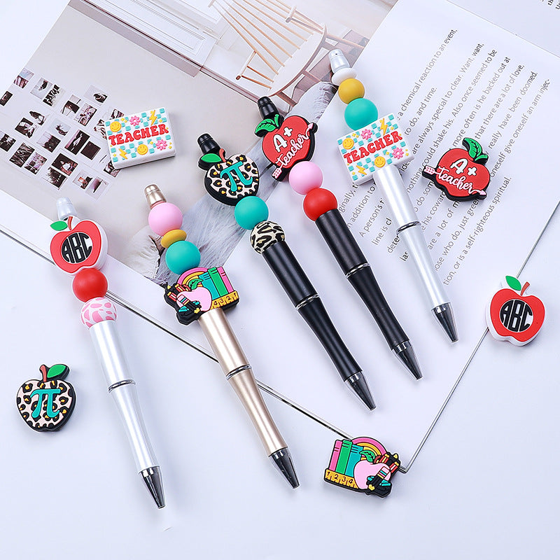 20pcs Silicone Focal Beads Apple Teacher School Stationery Set 3