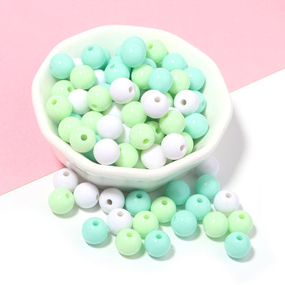 100pcs 6mm Macarons Round Acrylic Beads Christmas Solid Color Bracelet Accessories 14