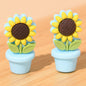 20pcs Silicone Focal Beads Flower Pot Sunflower Yellow White Flower Design 8