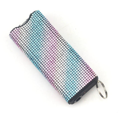 Self Defense Rhinestone Flashlight Electric Shock Keychain 10