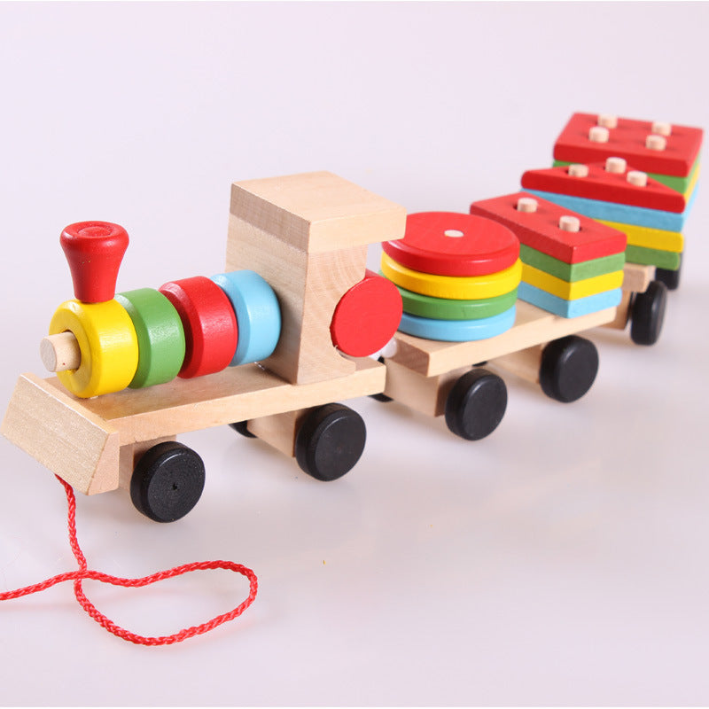 Wooden Train Building Blocks Montessori Toys Fine Motor Skills