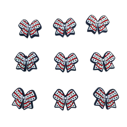 20Pcs Silicone Focal Beads White Spot Bow Patterned 5