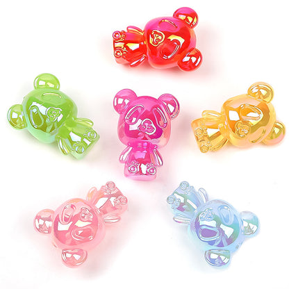 30pcs Transparent Violent Bear Acrylic Beads 22x29mm 20x27mm 24x34mm 4