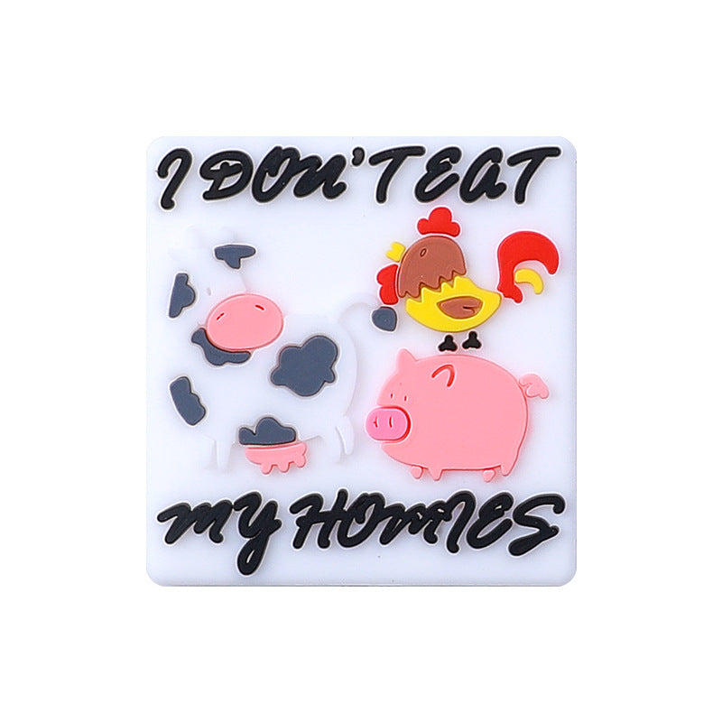 20pcs Silicone Focal Beads Unicorn Cat Happy Birthday Spoiled Dog Poultry 9