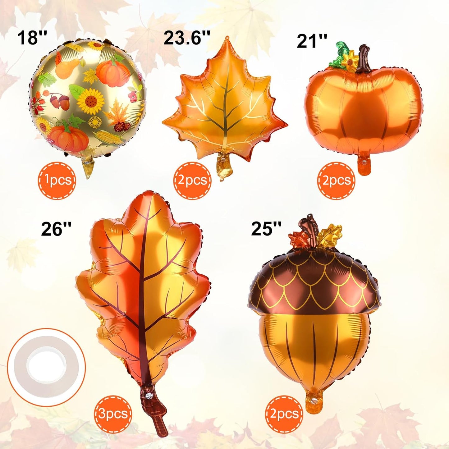 Pumpkin and Maple Leaf Foil Balloon Set Thanksgiving Party Decoration 3