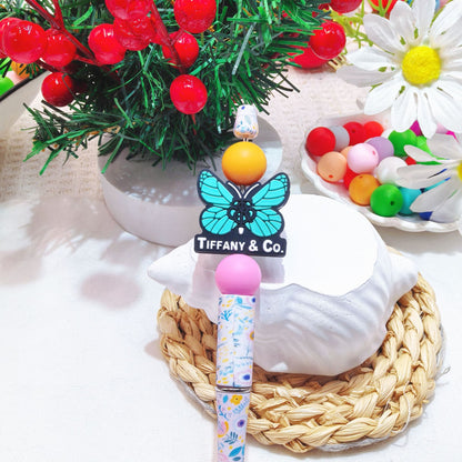 20Pcs Silicone Focal Beads Butterfly Cupcake Ice Cream Holding Sign Base 7