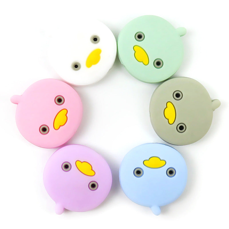 Silicone Focal Beads Cartoon Duck Round Face with Beak