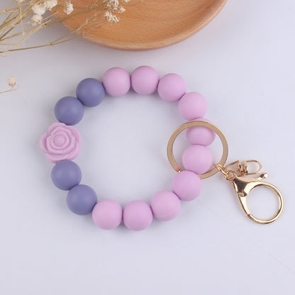 Daisy Rose Silicone Bead Wristlet Keychain 14