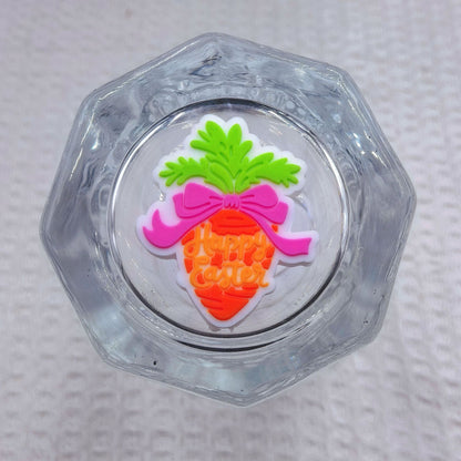 20Pcs Silicone Focal Beads Easter Carrot Bunny Ear Bow 6