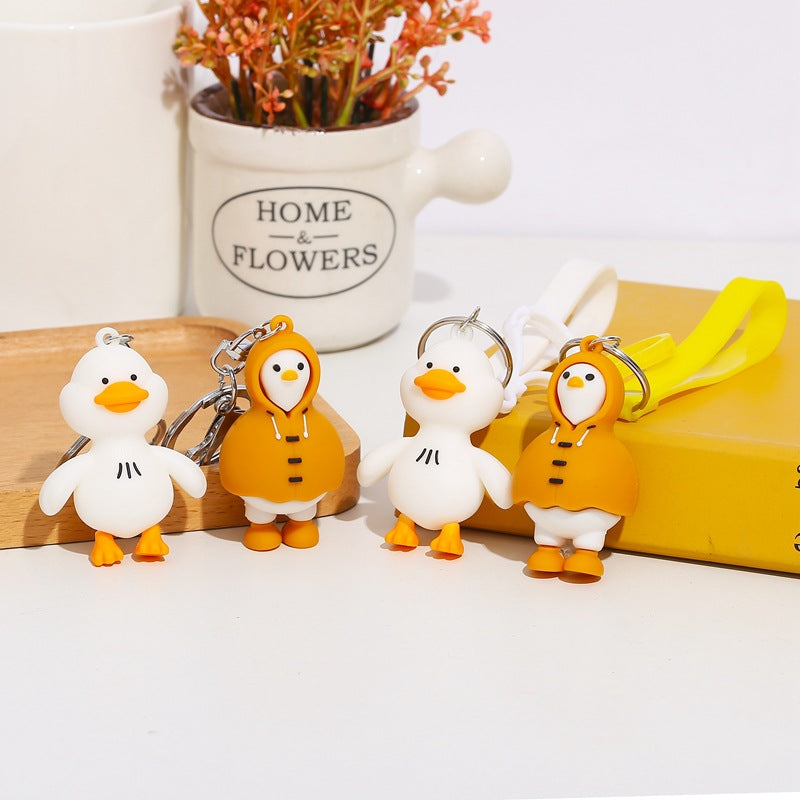 Cartoon Duck Silicone Bead Keychain Cute Soft Rubber Charm 3