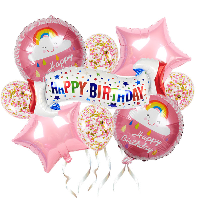 Birthday Crown Foil Balloon Set Party Decoration 9pcs 2