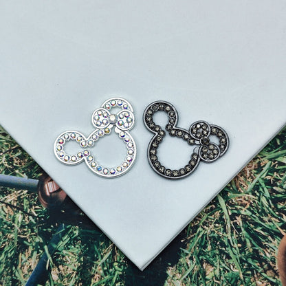 10Pcs 32x25mm Cute Hollow Rhinestone Mickey Head Alloy Beads 3