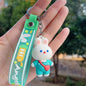 Cartoon White Rabbit Silicone Bead Wristlet Keychain with Strap 10