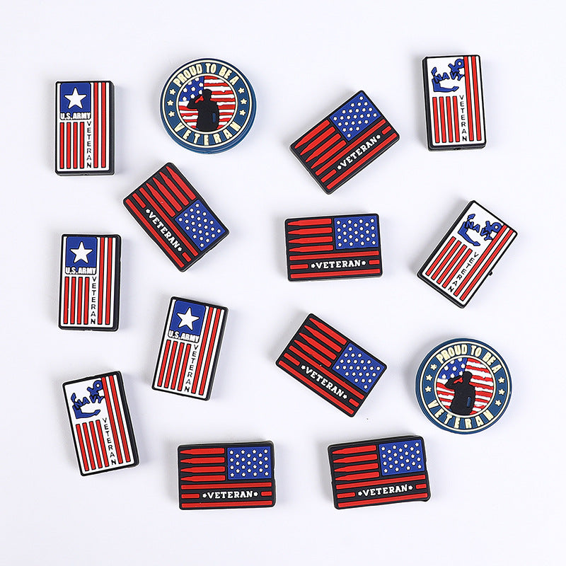 20Pcs Silicone Focal Beads Careers Veteran Flag Designs