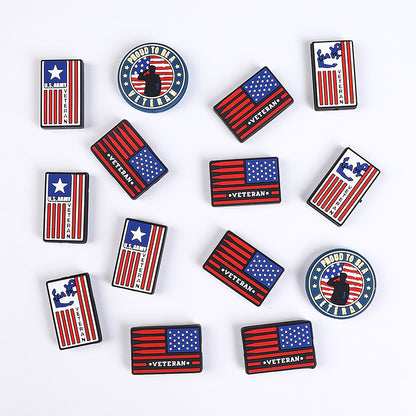 20Pcs Silicone Focal Beads Careers Veteran Flag Designs