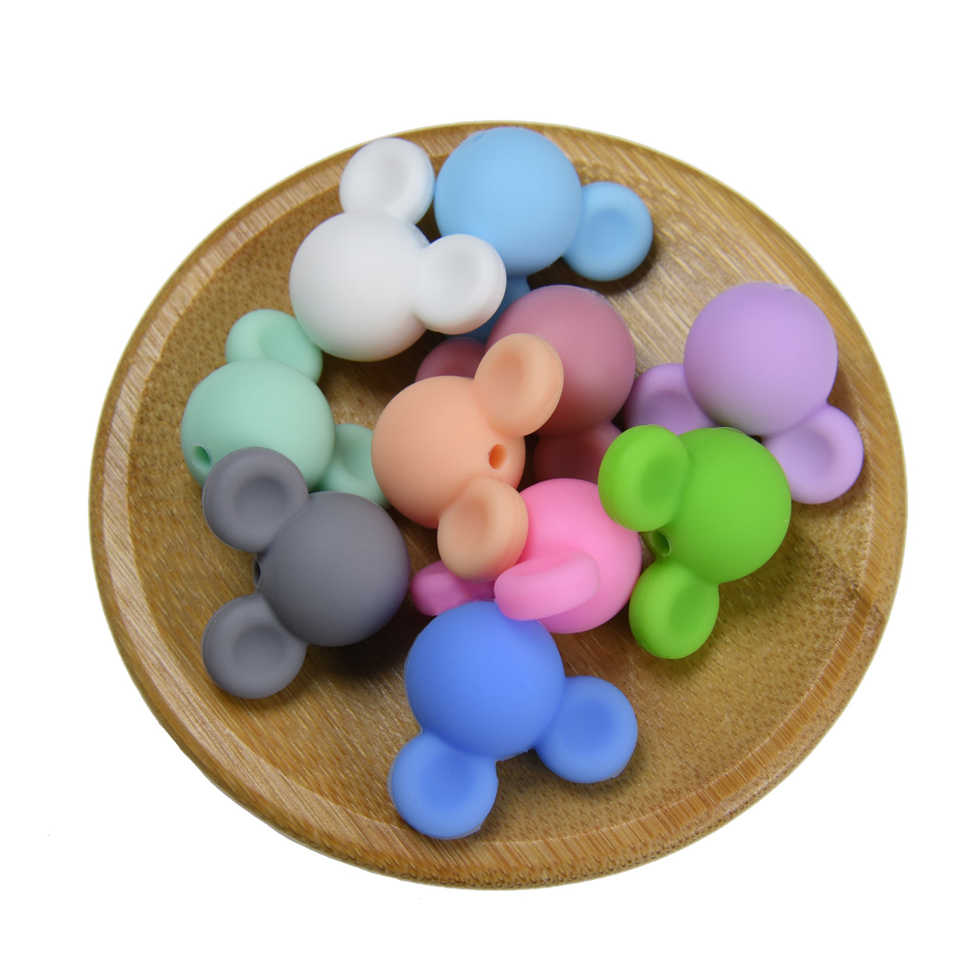 20pcs Silicone Focal Beads Round Ear Mouse Character Basic Shape 5
