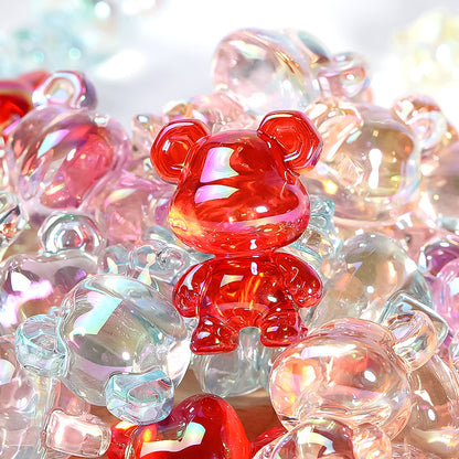 30pcs Transparent Violent Bear Acrylic Beads 22x29mm 20x27mm 24x34mm 5