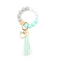 Silicone Bead Wristlet Keychain with Wooden Hexagon Bead Tassel 10