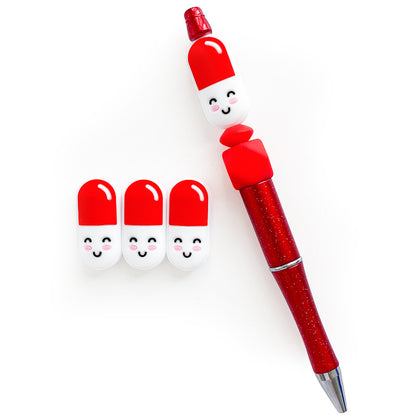 20Pcs Silicone Focal Beads Pills Capsule Smiling Face Design 3
