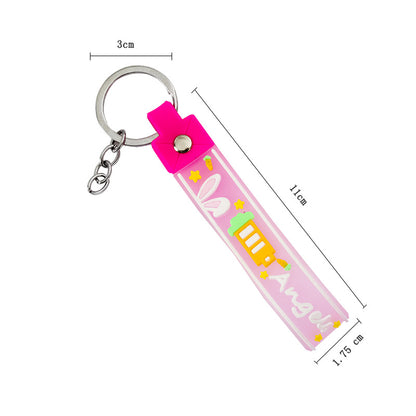 Rabbit Silicone Bead Wristlet Keychain 11x1.75cm Cute Design 4