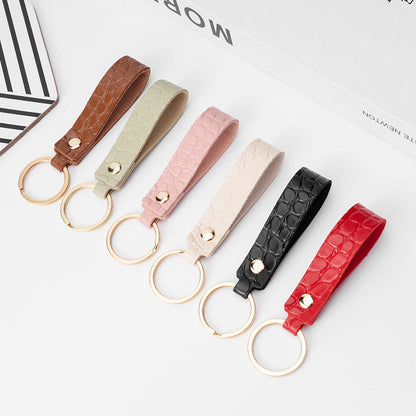 Crocodile Pattern PU Leather Keychain Loop for Women and Men 2