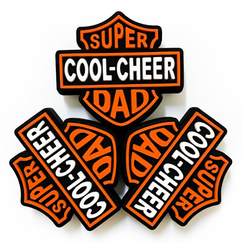 20Pcs Silicone Focal Beads Cool Cheer Shield Shape with Printed Text 4