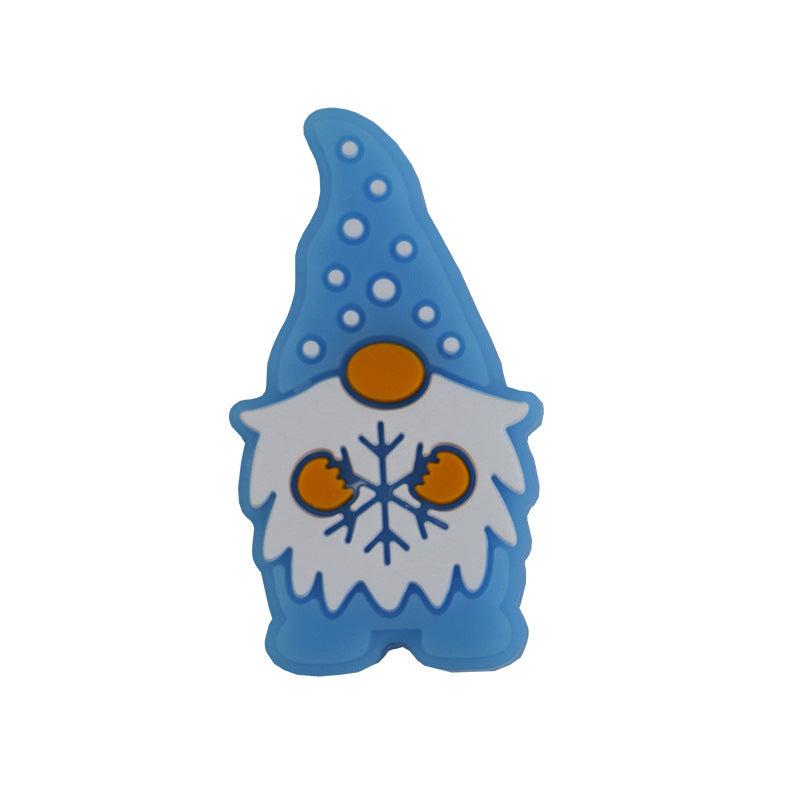 20pcs Silicone Focal Beads Christmas Hat With Printed Red Star 5