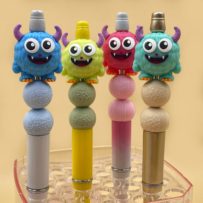 20Pcs Silicone 3D Focal Beads Cute Monsters Front Facing