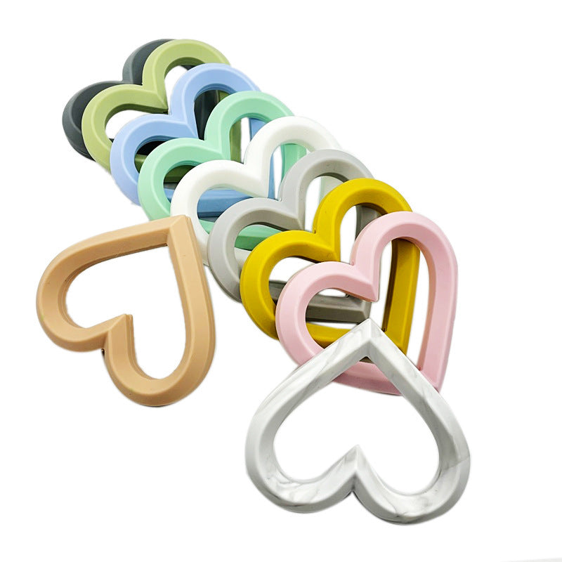 3Pcs 80mm Heart Silicone Beads Solid Color 2