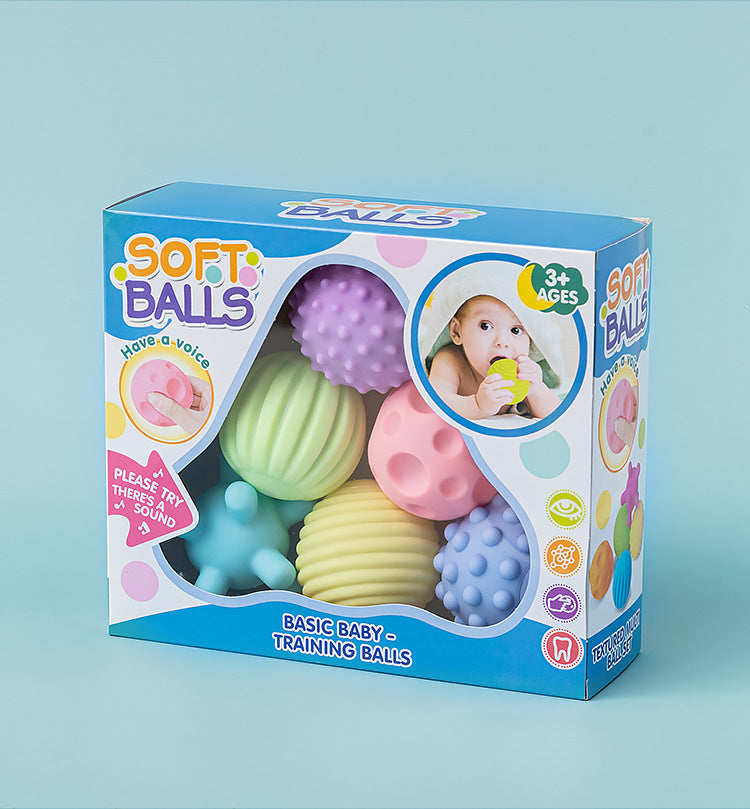 Soft Sensory Ball Baby Rattle Teether Toy for Babies 6 Pack