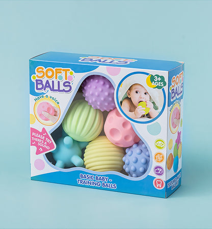 Soft Sensory Ball Baby Rattle Teether Toy for Babies 6 Pack