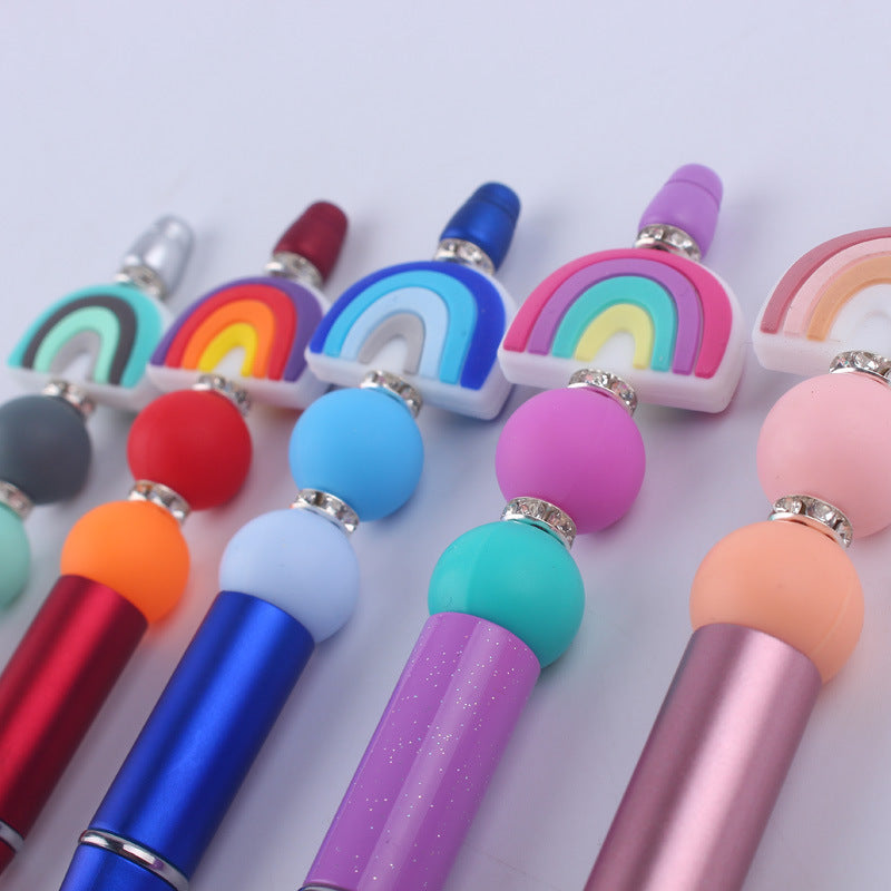 Rainbow Silicone Beaded Pens Ballpoint Pen Office School Supplies 2