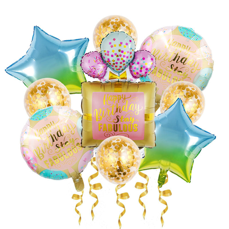 Birthday Crown Foil Balloon Set Party Decoration 9pcs 10