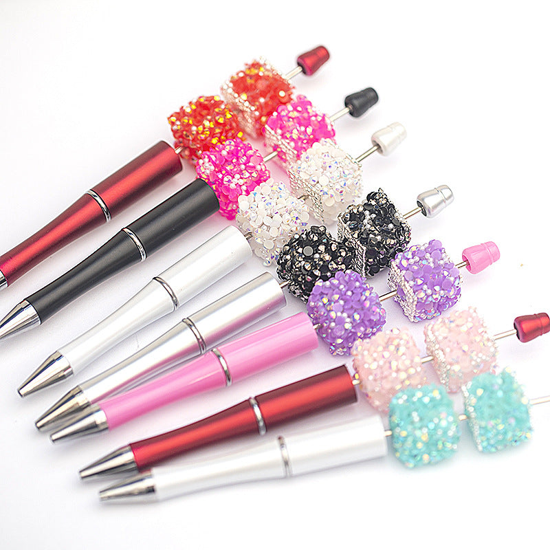 10pcs 18mm Square Cube Pearl Rhinestone Focal Beads for Pens 2