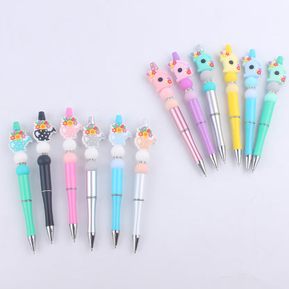 Flower Vase Room Silicone Beaded Pens Colorful Handmade Office Pen