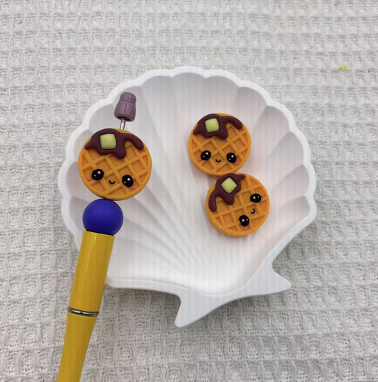 20Pcs Silicone 3D Focal Beads Cute Biscuits Smiling Face Design